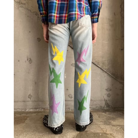 00s "Levi's" 501 hand painted denim pants