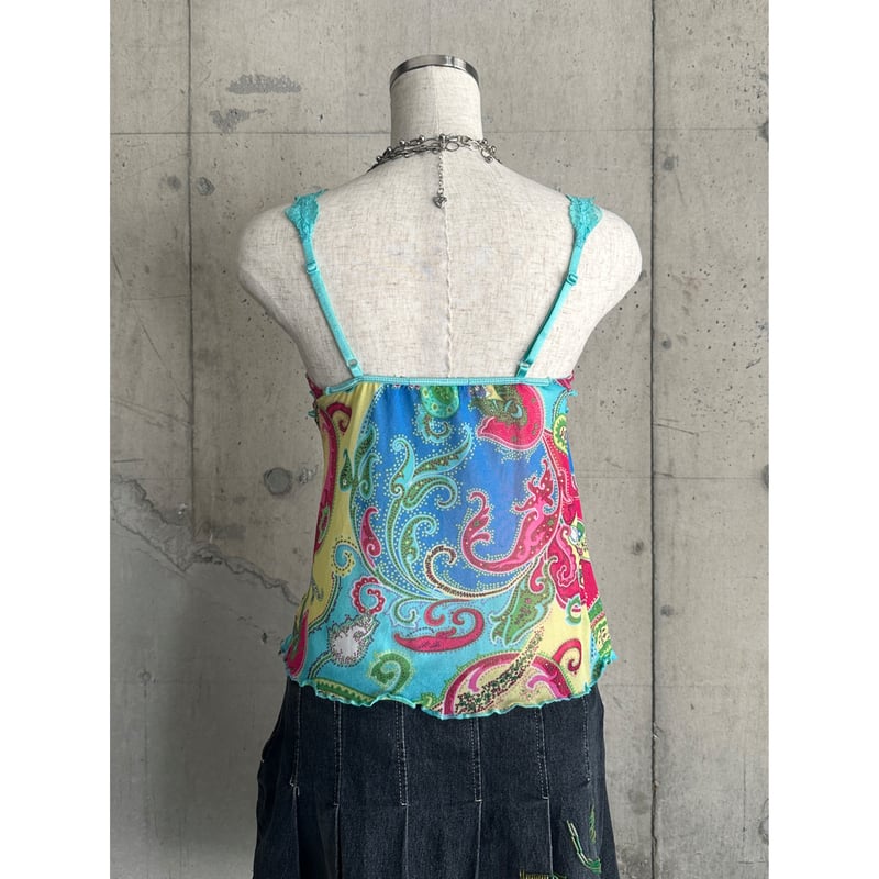 paisley patterned see-through camisole | KINSEL