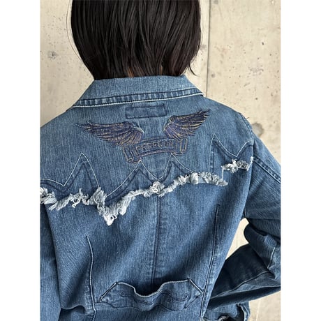 00s western design denim jacket