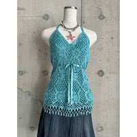 beads summer knit halter neck tops
