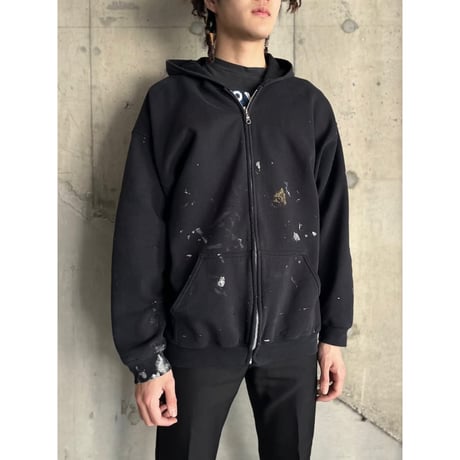 00s~ “ROOF MART” painted sweat zip up hoodie