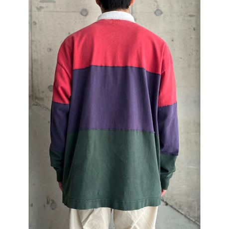 90s "GAP" multi color damaged rugby shirt