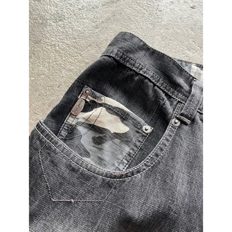 90s "Pepe jeans" camo pattern switching design wide denim pants