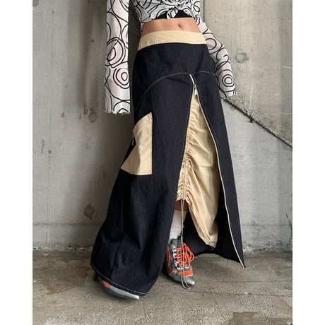 zip up & draw code design skirt
