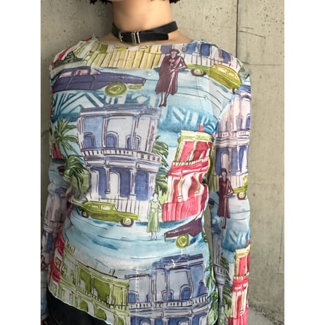 00s all patterned see-through tops
