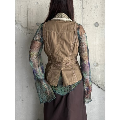 00s flower embroidery design vest