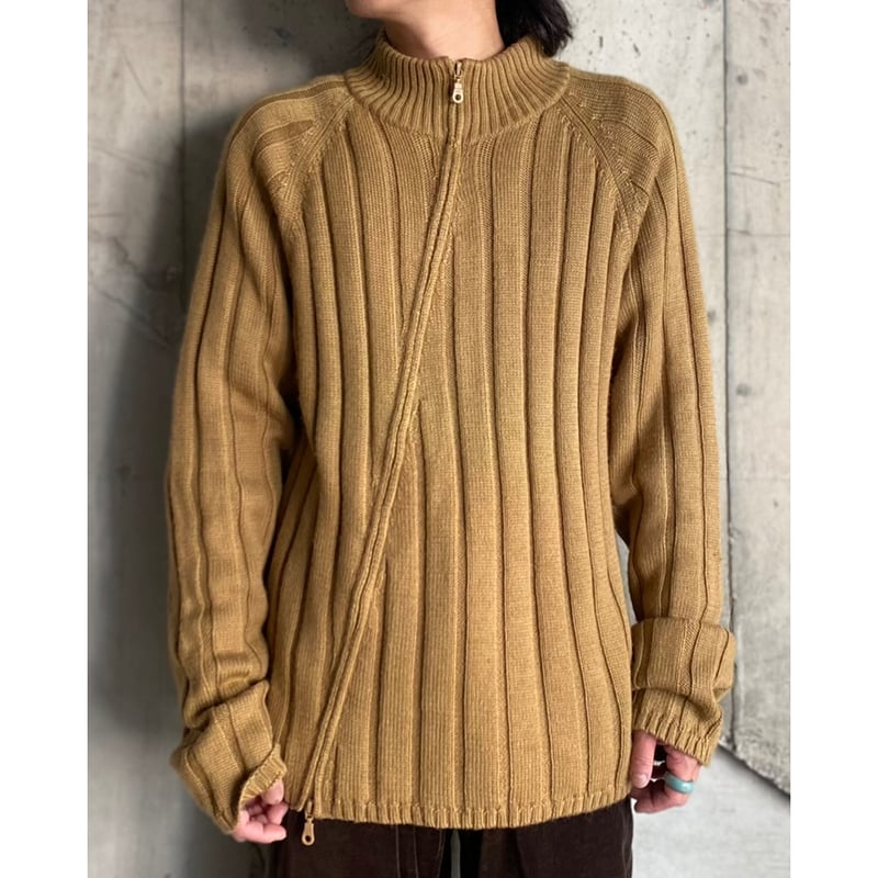 90s~00s diagonal zip design knit sweater | KINS