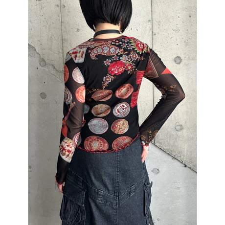 00s all patterrned see-through tops
