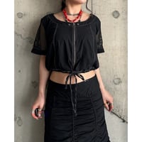 00s mesh switching design zip up tops