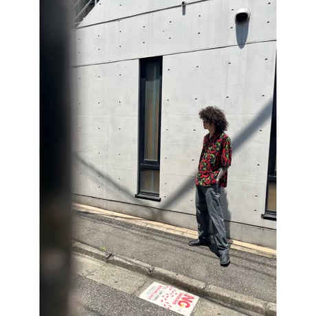 chili pepper pattern open collar shirt