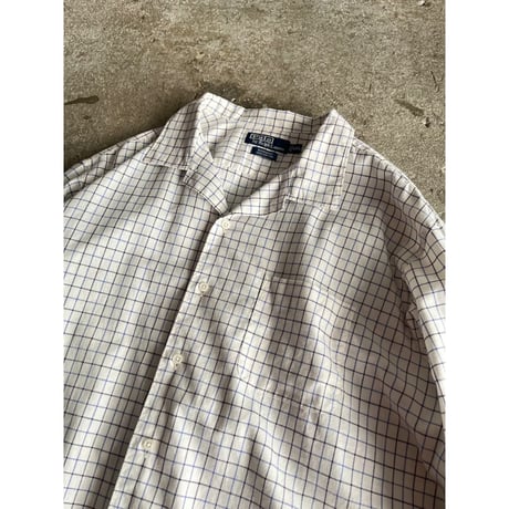 90s “Polo by Ralph Lauren” plaid pattern open collar shirt