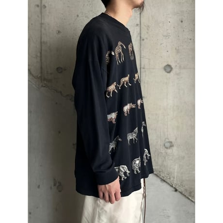 90s animal pattern l/s t-shirt