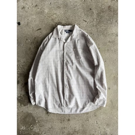 90s “Polo by Ralph Lauren” plaid pattern open collar shirt