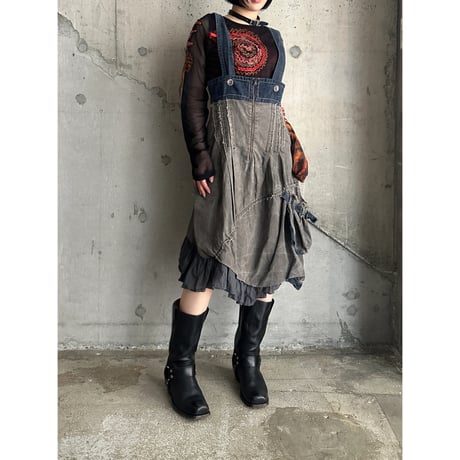 00s unique design denim dress
