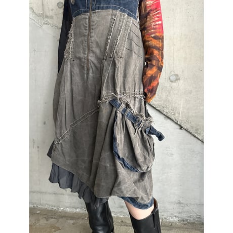 00s unique design denim dress
