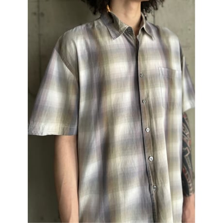 90s cotton omble check shirt