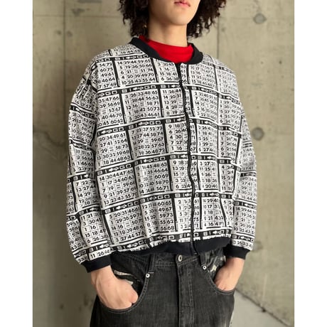 80s BINGO pattern cotton zip up jacket