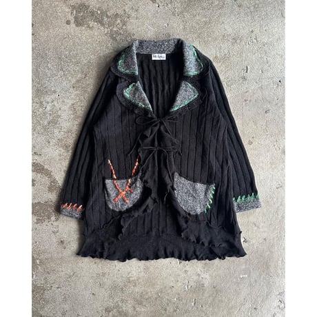 00s frill design knit cardigan