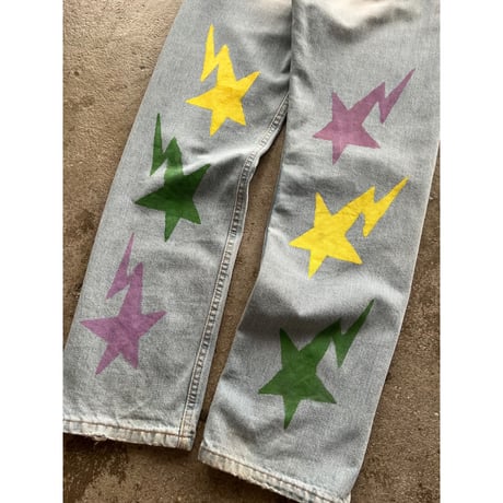 00s "Levi's" 501 hand painted denim pants