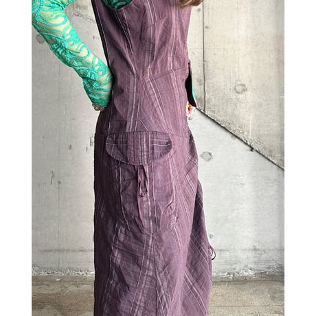 00s layered design long dress