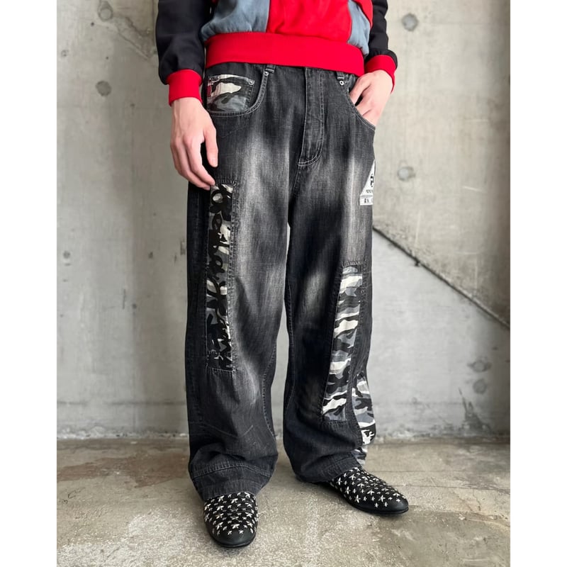 pepe jeans ブラックデニム カモフラ柄 90s 