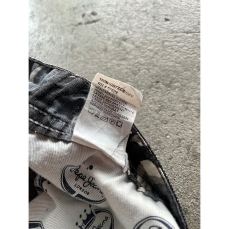 90s "Pepe jeans" camo pattern switching design wide denim pants