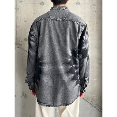 90s chemical wash leaf pattern cotton shirt