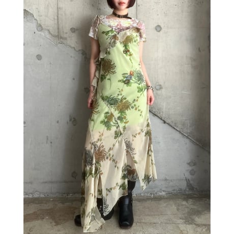 00s flower patterned see-through dress