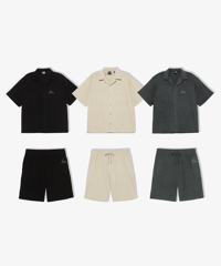 【3colors】Open collared pile set up オープンカラーパイルセットアップ