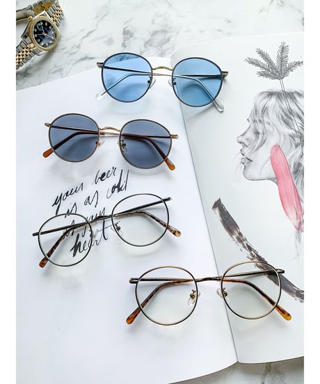 【4colors】classic round metal sunglasses