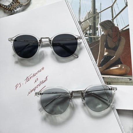 【2colors】square boston clear frame sunglasses