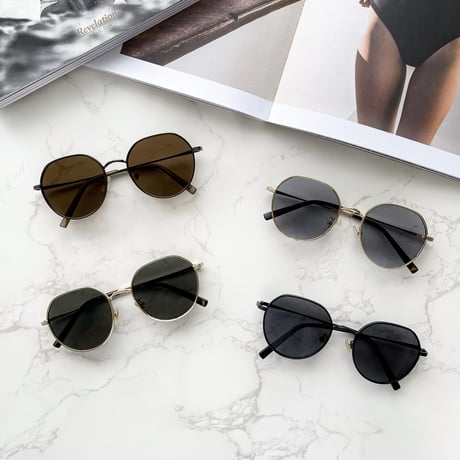 【4colors】square round metal sunglasses