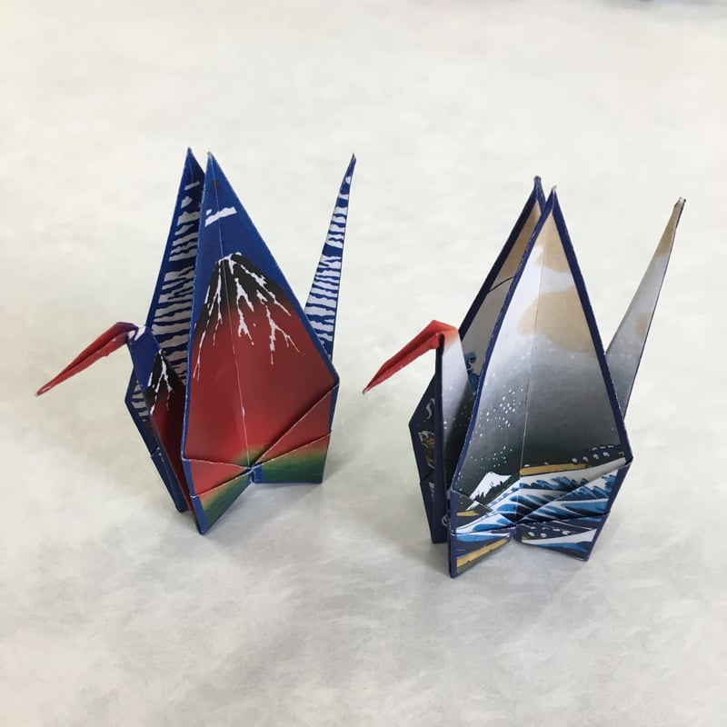 鶴を折ると富嶽三十六景があらわれる折り紙 錦折鶴 -錦折万華鏡- Vol