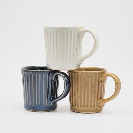 【M059wh】パンとごはんと... 削ぎ目 Mug  白土（しらつち/white）