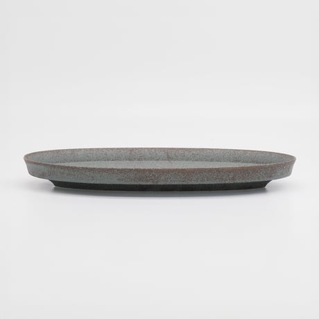 【M068gy】パンとごはんと... 盛りやすい器 - 長皿 -  OVAL PLATE L グレー