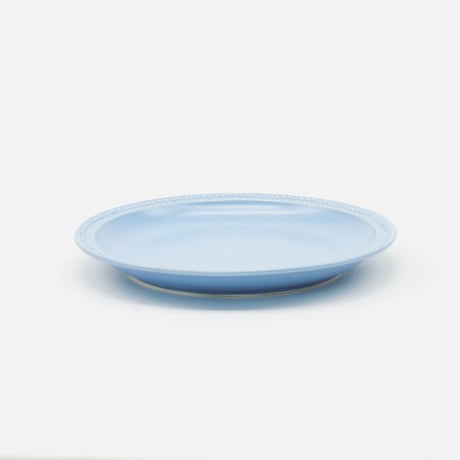 【完売】【M048bg】パンとごはんと...　リムドット ラウンドプレート S blue-gray