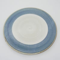 【M003bl】パンとごはんと...  まるい縁取りの陶器 PLATE L blue