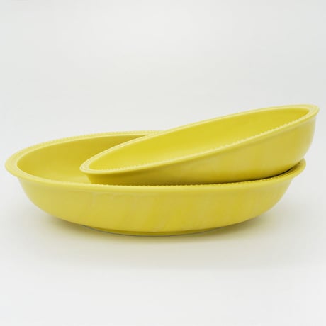 生産終了商品のため在庫限り【M027yl】パンとごはんと...　リムドット　オーバルボウル S yellow