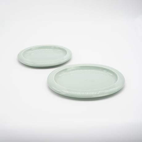 【M062gr】パンとごはんと... ポップな器 OVAL PLATE S ライトグリーン