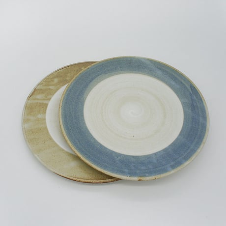 【M002gy】パンとごはんと...  まるい縁取りの陶器 PLATE M gray
