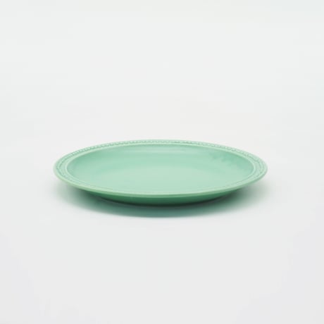 【完売】【M048gr】パンとごはんと...　リムドット ラウンドプレート S green