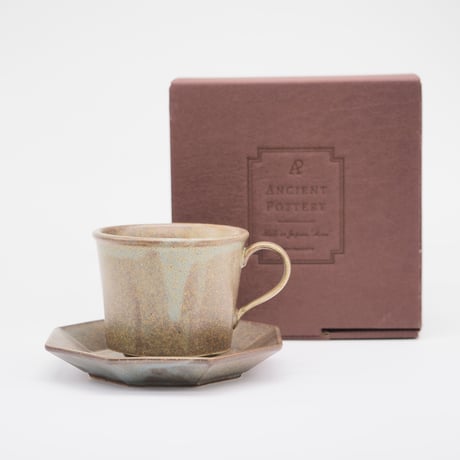 【AP012gy】Ancient Pottery Octagonal CUP & SAUCER gray