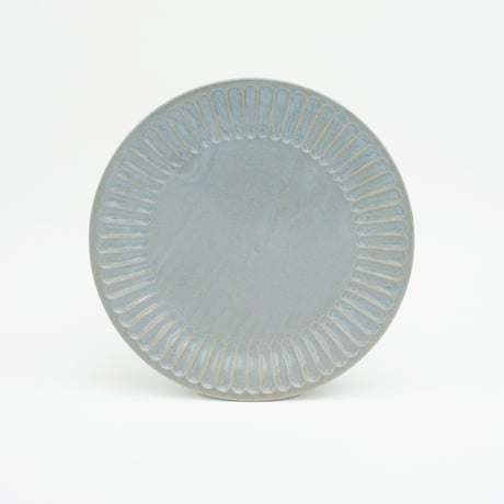 【M043bl】パンとごはんと... ひらひらの器 ROUND PLATE M ブルー