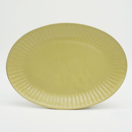 【M039yl】パンとごはんと... ひらひらの器 OVAL PLATE M イエロー