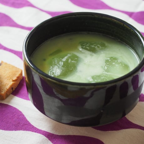 【H007ob】Heuge MATCHA oribe（抹茶碗 織部）