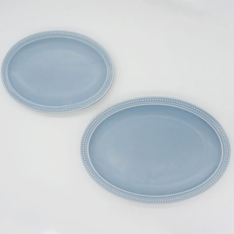 生産終了商品のため在庫限り【M016bg】パンとごはんと...　リムドット　オーバルプレート S blue-gray