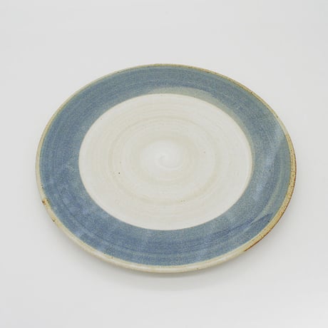 【M002bl】パンとごはんと...  まるい縁取りの陶器 PLATE M blue