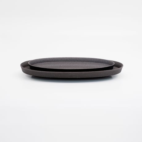 【M068bk】パンとごはんと... 盛りやすい器 - 長皿 -  OVAL PLATE L ブラック