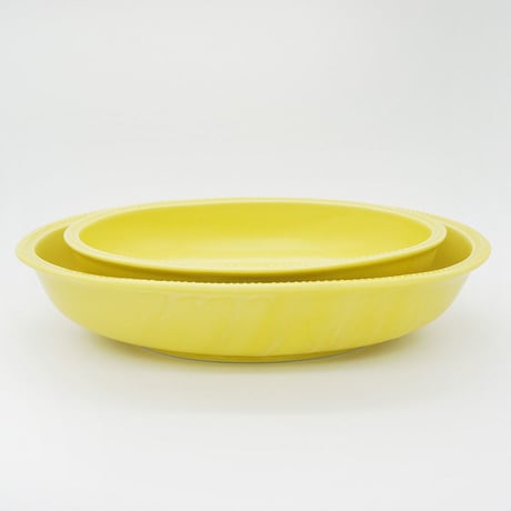生産終了商品のため在庫限り【M027yl】パンとごはんと...　リムドット　オーバルボウル S yellow