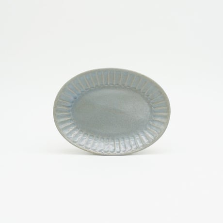 【M040bl】パンとごはんと... ひらひらの器 OVAL MINI PLATE ブルー